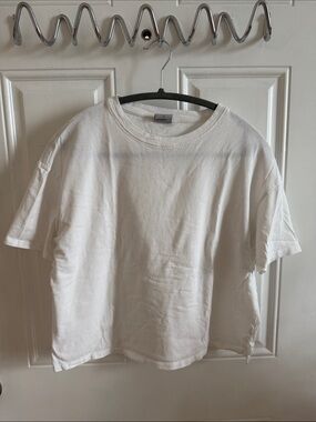 Cropped Boxy White Crewneck Tee